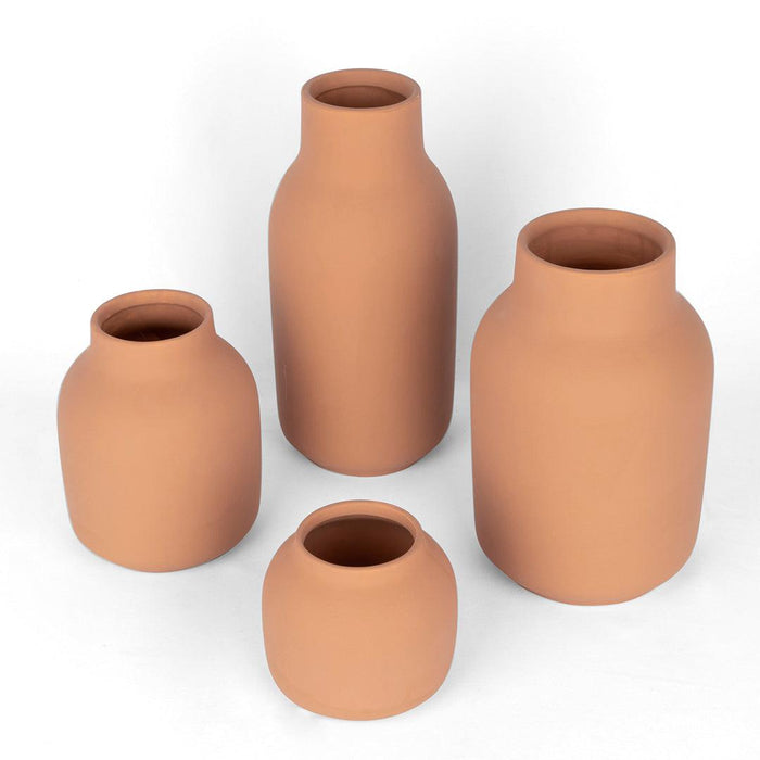 Set of 4 Mixed Modern Minimalist Ceramic Vase-Set of 4-Koyal Wholesale-Terracotta-