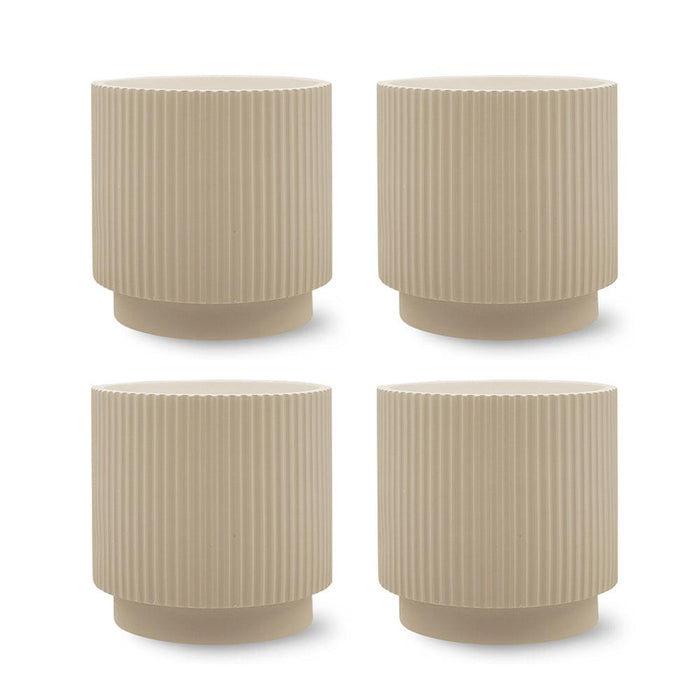 Set of 4 Ribbed Round Modern Vases-Set of 4-Koyal Wholesale-Desert Tan-