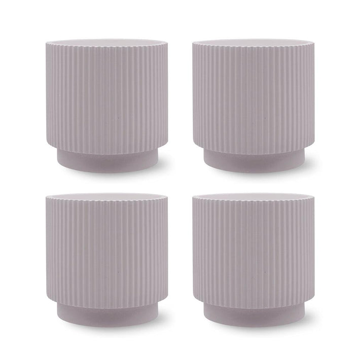 Set of 4 Ribbed Round Modern Vases-Set of 4-Koyal Wholesale-Mauve-