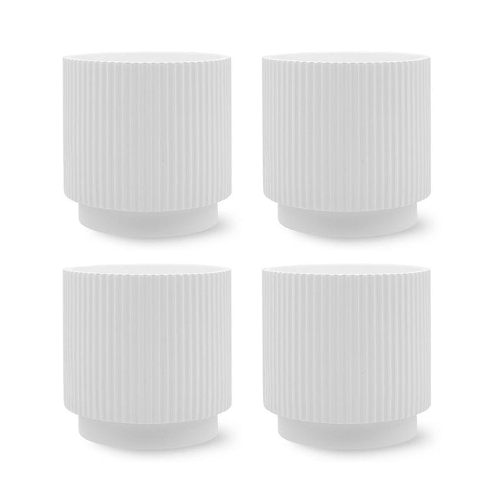 Set of 4 Ribbed Round Modern Vases-Set of 4-Koyal Wholesale-White-