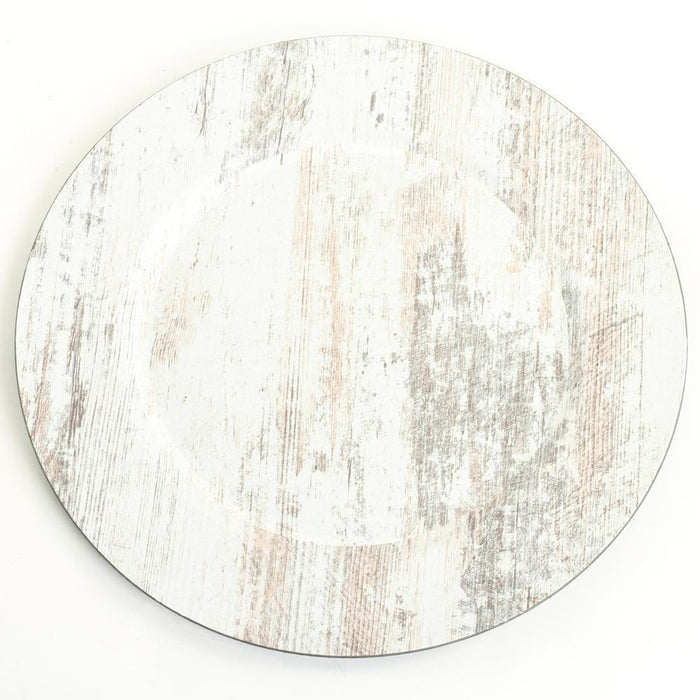 Set of 4 Shabby White Faux Wood Charger Plates-Set of 4-Koyal Wholesale-4-