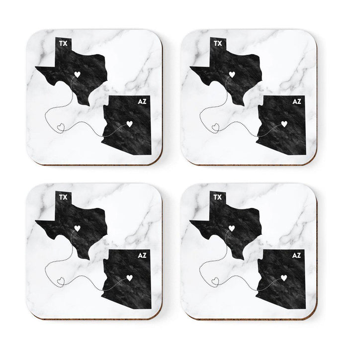 Set of 4 Square Coffee Drink Coasters Texas Long Distance Gift-Set of 4-Andaz Press-Arizona-