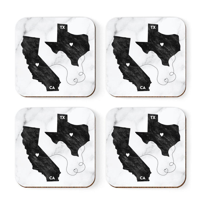 Set of 4 Square Coffee Drink Coasters Texas Long Distance Gift-Set of 4-Andaz Press-California-