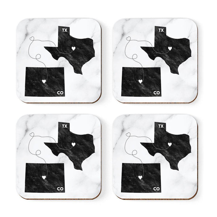 Set of 4 Square Coffee Drink Coasters Texas Long Distance Gift-Set of 4-Andaz Press-Colorado-