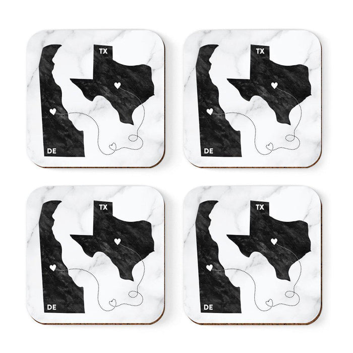 Set of 4 Square Coffee Drink Coasters Texas Long Distance Gift-Set of 4-Andaz Press-Delaware-