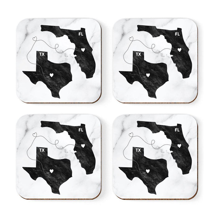 Set of 4 Square Coffee Drink Coasters Texas Long Distance Gift-Set of 4-Andaz Press-Florida-