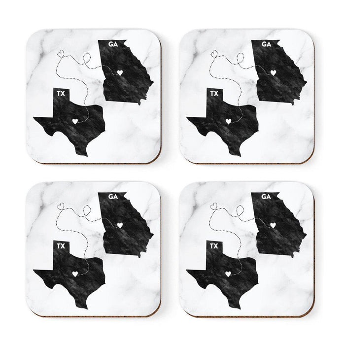 Set of 4 Square Coffee Drink Coasters Texas Long Distance Gift-Set of 4-Andaz Press-Georgia-