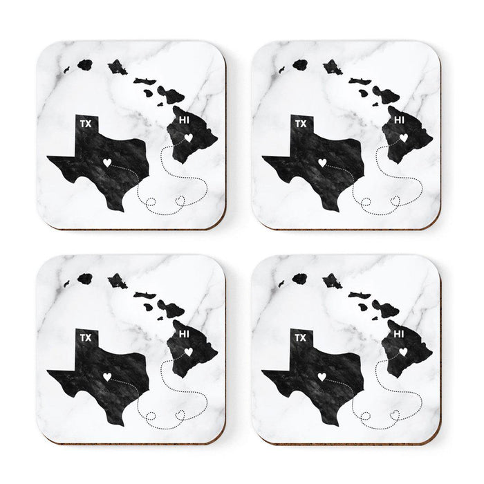 Set of 4 Square Coffee Drink Coasters Texas Long Distance Gift-Set of 4-Andaz Press-Hawaii-