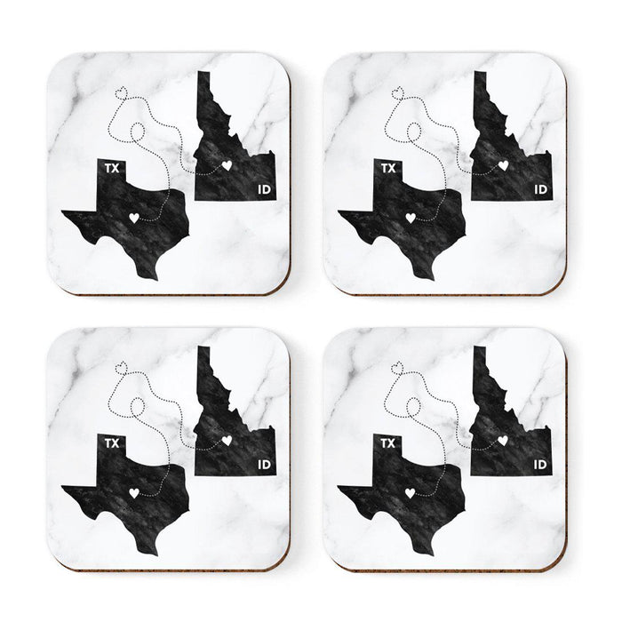 Set of 4 Square Coffee Drink Coasters Texas Long Distance Gift-Set of 4-Andaz Press-Idaho-