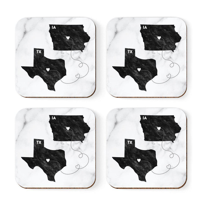 Set of 4 Square Coffee Drink Coasters Texas Long Distance Gift-Set of 4-Andaz Press-Iowa-