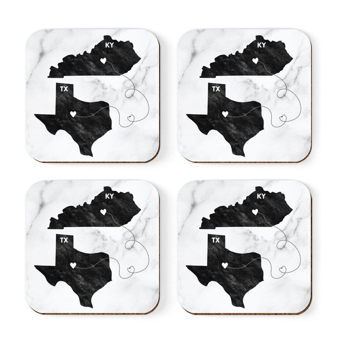 Set of 4 Square Coffee Drink Coasters Texas Long Distance Gift-Set of 4-Andaz Press-Kentucky-