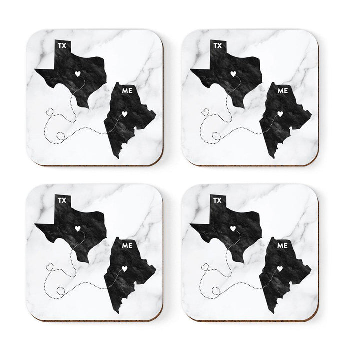 Set of 4 Square Coffee Drink Coasters Texas Long Distance Gift-Set of 4-Andaz Press-Maine-