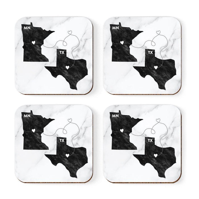 Set of 4 Square Coffee Drink Coasters Texas Long Distance Gift-Set of 4-Andaz Press-Minnesota-