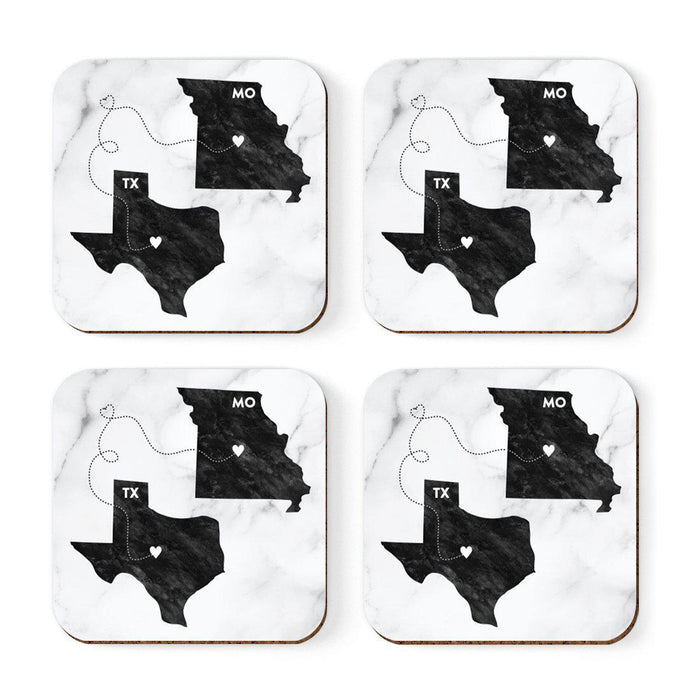 Set of 4 Square Coffee Drink Coasters Texas Long Distance Gift-Set of 4-Andaz Press-Missouri-