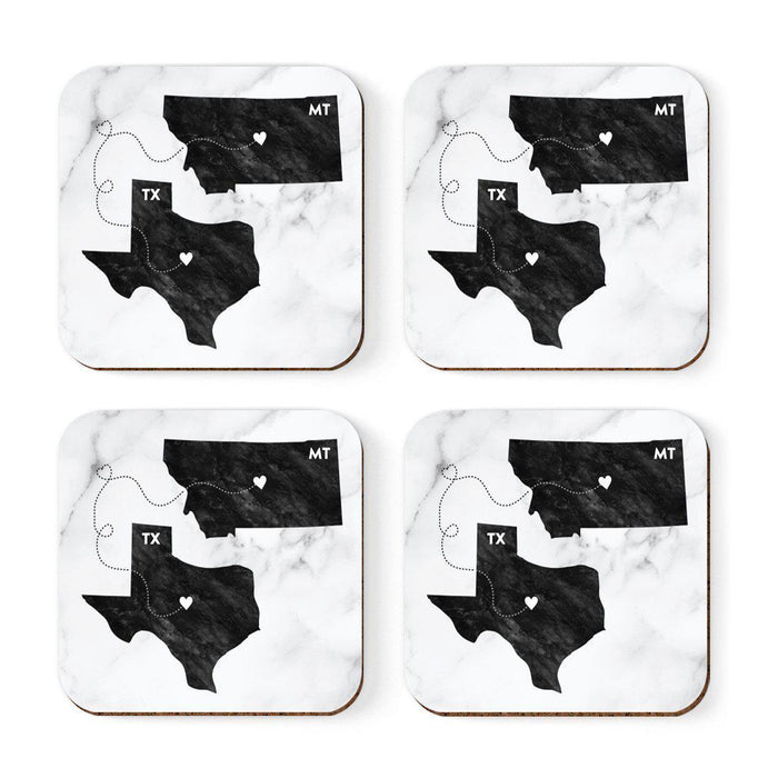 Set of 4 Square Coffee Drink Coasters Texas Long Distance Gift-Set of 4-Andaz Press-Montana-