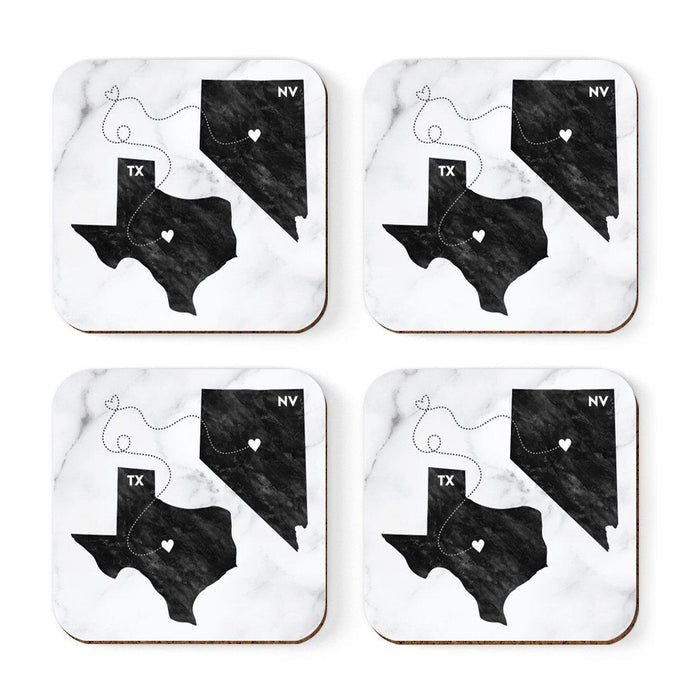 Set of 4 Square Coffee Drink Coasters Texas Long Distance Gift-Set of 4-Andaz Press-Nevada-