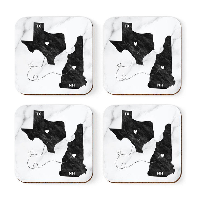 Set of 4 Square Coffee Drink Coasters Texas Long Distance Gift-Set of 4-Andaz Press-New Hampshire-