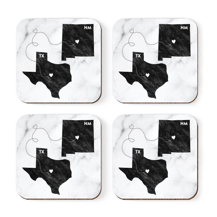 Set of 4 Square Coffee Drink Coasters Texas Long Distance Gift-Set of 4-Andaz Press-New Mexico-