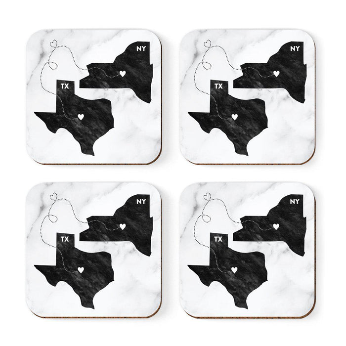 Set of 4 Square Coffee Drink Coasters Texas Long Distance Gift-Set of 4-Andaz Press-New York-