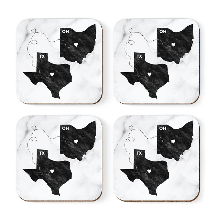 Set of 4 Square Coffee Drink Coasters Texas Long Distance Gift-Set of 4-Andaz Press-Ohio-