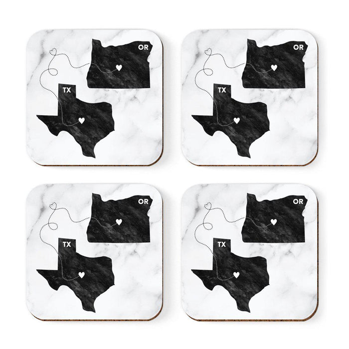 Set of 4 Square Coffee Drink Coasters Texas Long Distance Gift-Set of 4-Andaz Press-Oregon-