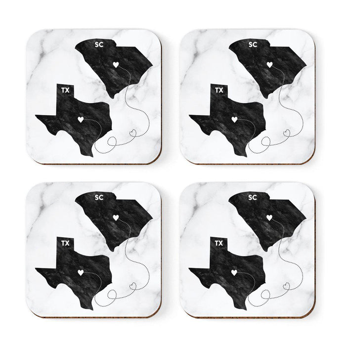 Set of 4 Square Coffee Drink Coasters Texas Long Distance Gift-Set of 4-Andaz Press-South Carolina-