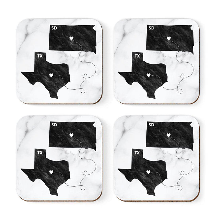 Set of 4 Square Coffee Drink Coasters Texas Long Distance Gift-Set of 4-Andaz Press-South Dakota-