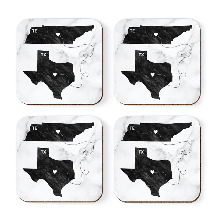 Set of 4 Square Coffee Drink Coasters Texas Long Distance Gift-Set of 4-Andaz Press-Tennessee-