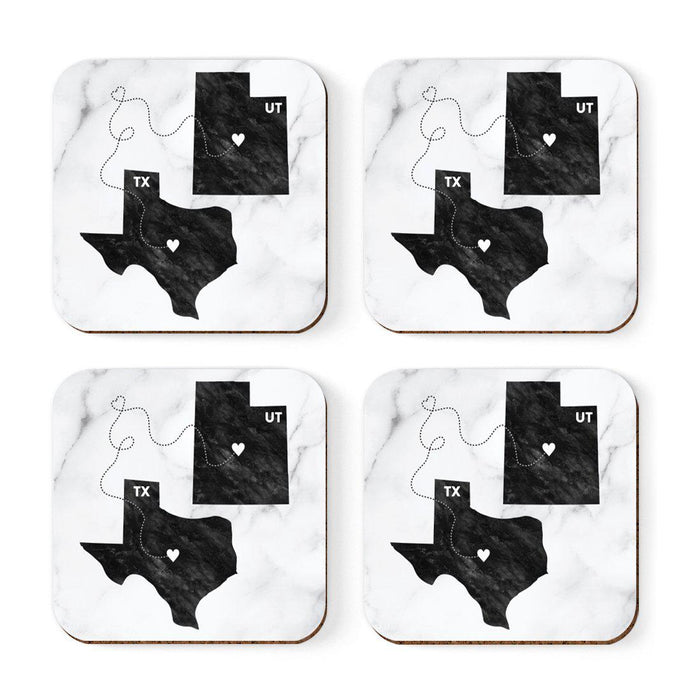 Set of 4 Square Coffee Drink Coasters Texas Long Distance Gift-Set of 4-Andaz Press-Utah-