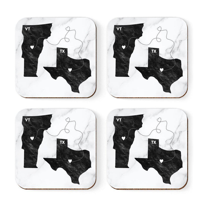 Set of 4 Square Coffee Drink Coasters Texas Long Distance Gift-Set of 4-Andaz Press-Vermont-