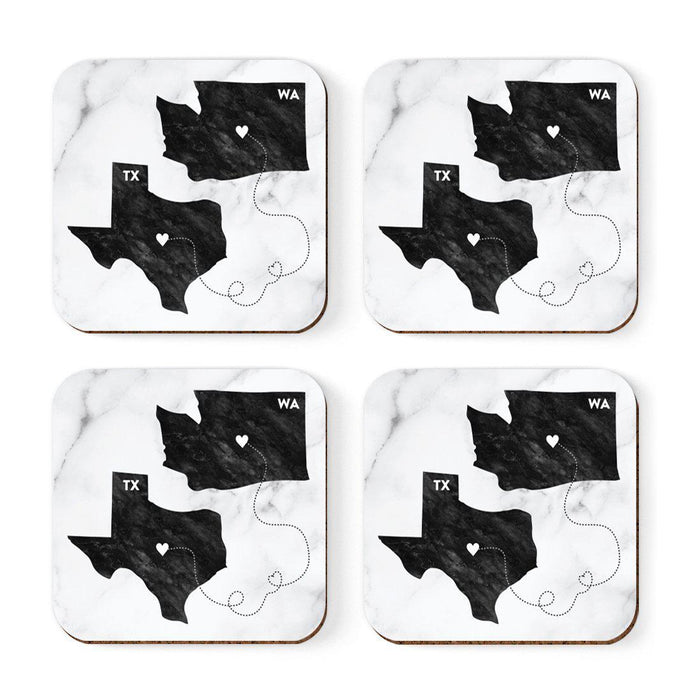 Set of 4 Square Coffee Drink Coasters Texas Long Distance Gift-Set of 4-Andaz Press-Washington-