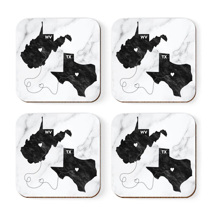 Set of 4 Square Coffee Drink Coasters Texas Long Distance Gift-Set of 4-Andaz Press-West Virginia-