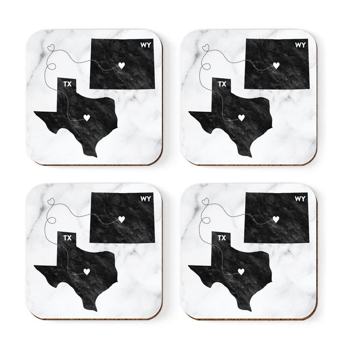 Set of 4 Square Coffee Drink Coasters Texas Long Distance Gift-Set of 4-Andaz Press-Wyoming-