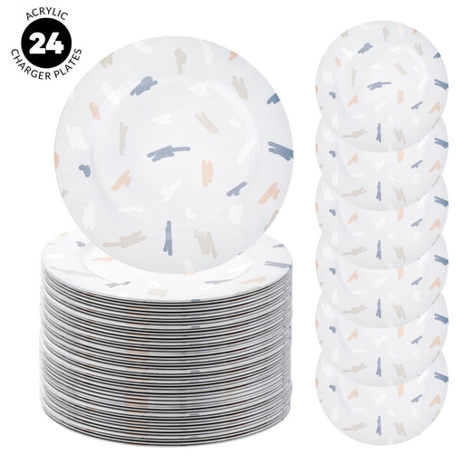 Set of 4 Terrazzo Acrylic Charger Plates Bulk Pack-Koyal Wholesale-Set of 6 (24 PC)-