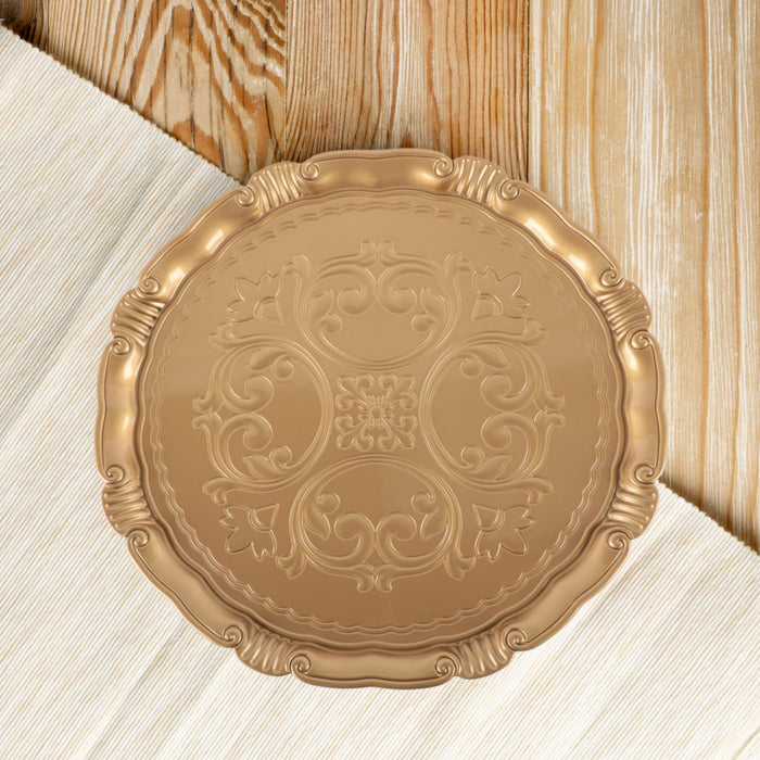 Set of 4 Victorian Embossed Charger Plates-Set of 4-Koyal Wholesale-Gold-