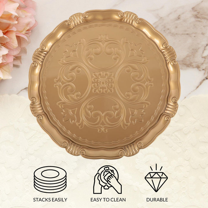 Set of 4 Victorian Embossed Charger Plates-Set of 4-Koyal Wholesale-Gold-