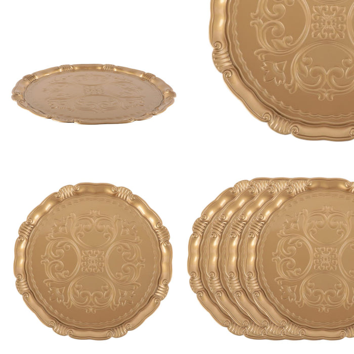 Set of 4 Victorian Embossed Charger Plates-Set of 4-Koyal Wholesale-Gold-