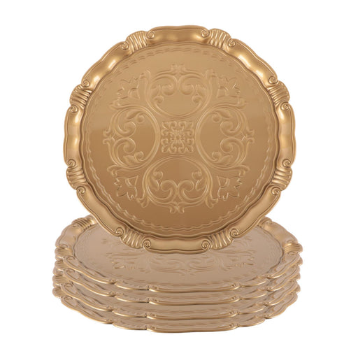 Set of 4 Victorian Embossed Charger Plates-Set of 4-Koyal Wholesale-Gold-