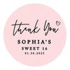 Set of 40 Custom Round Sweet 16 Thank You Favor Stickers-Set of 40-Andaz Press-Blush Pink-