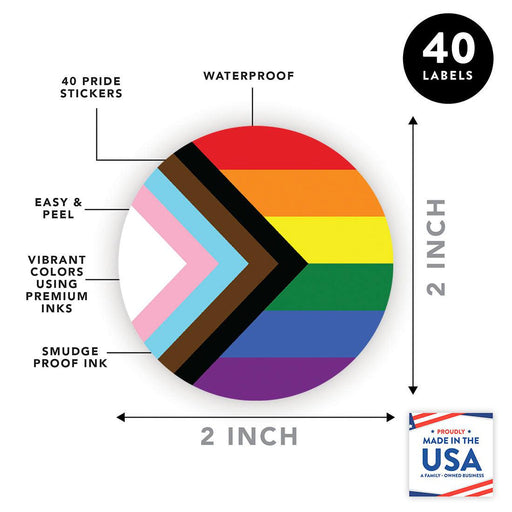 Set of 40 Gay Pride Stickers: Bulk LGBTQ Merch for Pride Month-Set of 40-Andaz Press-Progress Pride Flag-