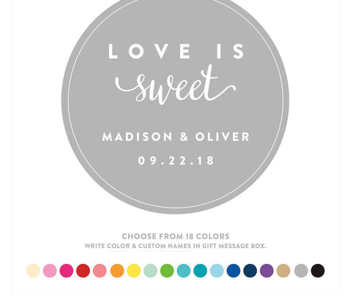 Set of 40 Personalized Wedding Love Is Sweet Round Circle Label Stickers-Set of 40-Andaz Press-