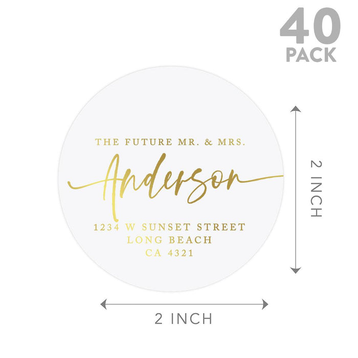 Set of 40 Round Clear Custom Wedding Return Address Labels with Gold Ink-Set of 40-Andaz Press-The Future Mr. & Mrs.-