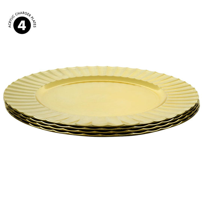 Set of 4Minimalist Acrylic Charger Plates-Set of 4-Koyal Wholesale-Gold-