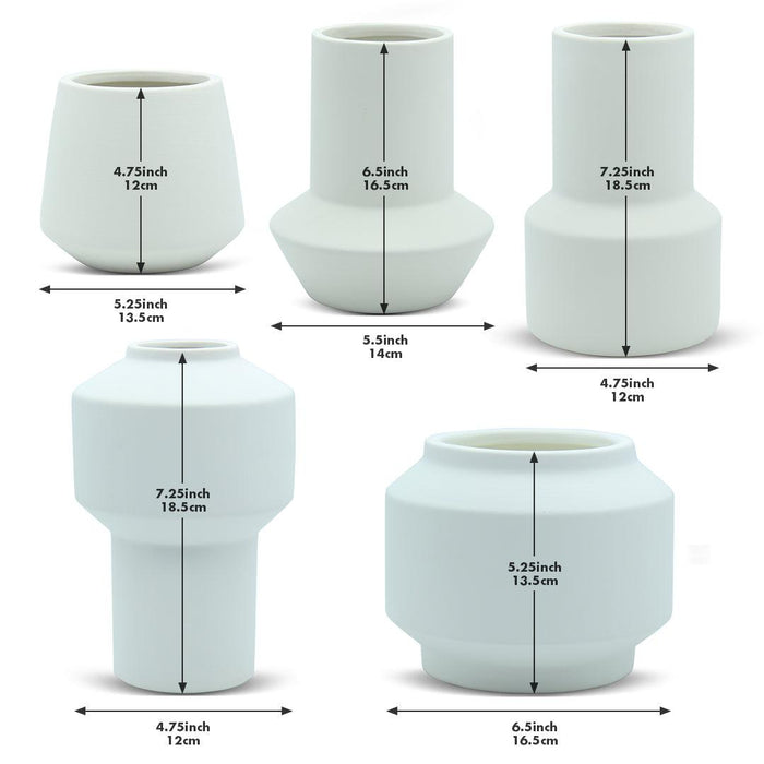 Set of 5 Ceramic Totem Minimalist Ceramic Vases-Set of 5-Koyal Wholesale-Terracotta-