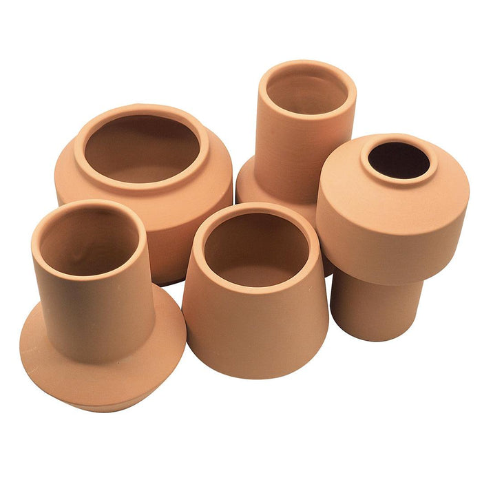 Set of 5 Ceramic Totem Minimalist Ceramic Vases-Set of 5-Koyal Wholesale-Terracotta-