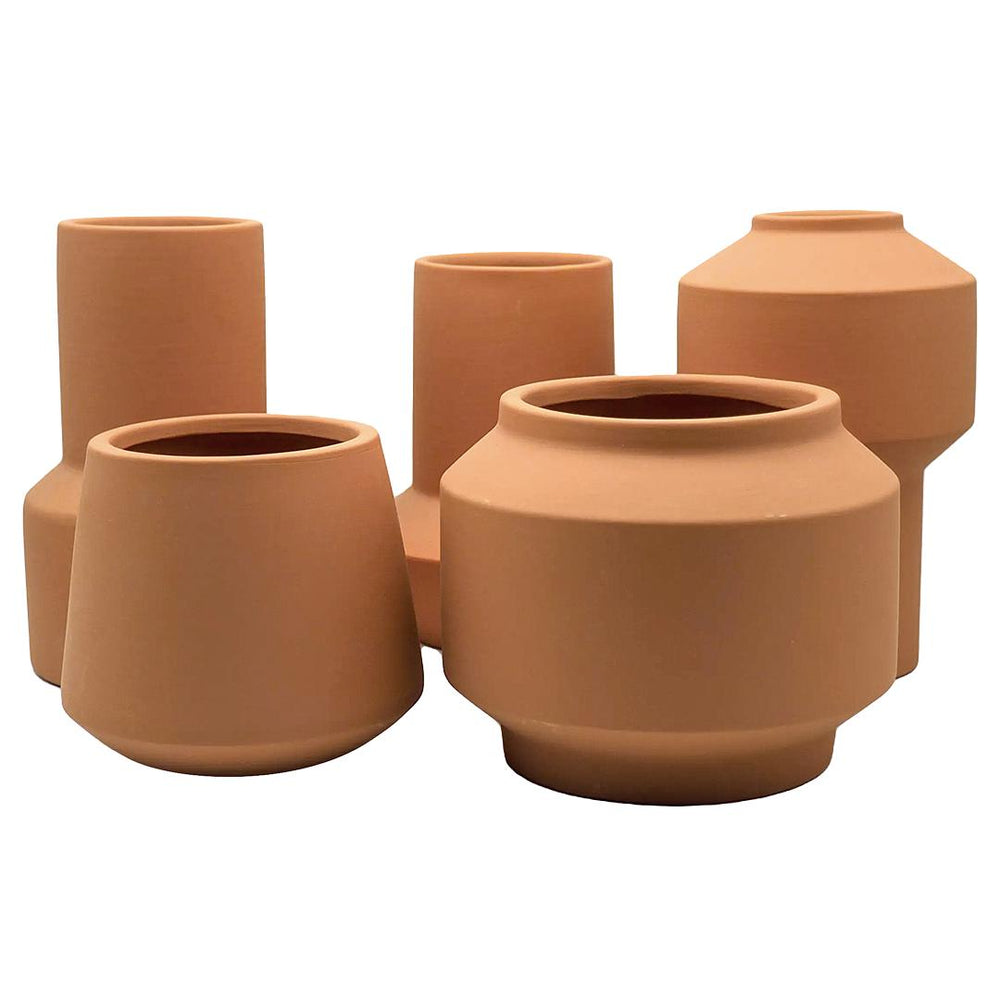 Set of 5 Ceramic Totem Minimalist Ceramic Vases-Set of 5-Koyal Wholesale-Terracotta-