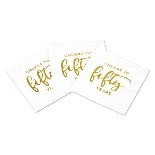 Set of 50 Cheers to Fifty Funny Cocktail Napkins-Set of 50-Andaz Press-