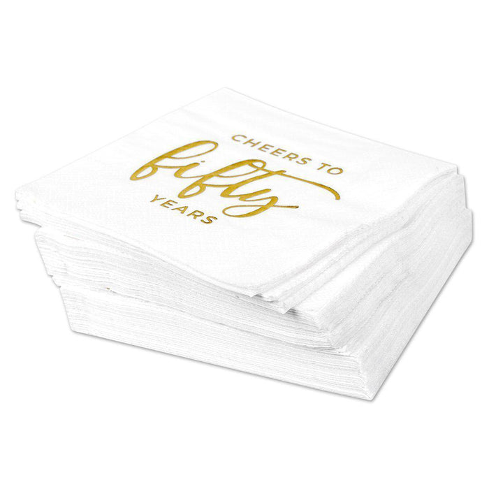 Set of 50 Cheers to Fifty Funny Cocktail Napkins-Set of 50-Andaz Press-