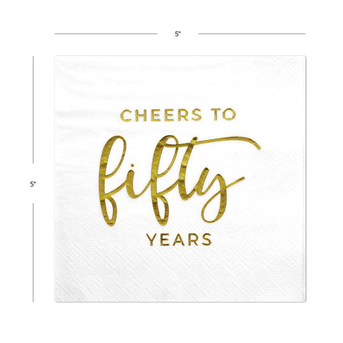 Set of 50 Cheers to Fifty Funny Cocktail Napkins-Set of 50-Andaz Press-