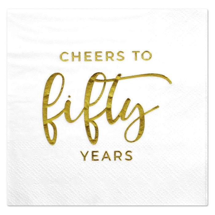 Set of 50 Cheers to Fifty Funny Cocktail Napkins-Set of 50-Andaz Press-